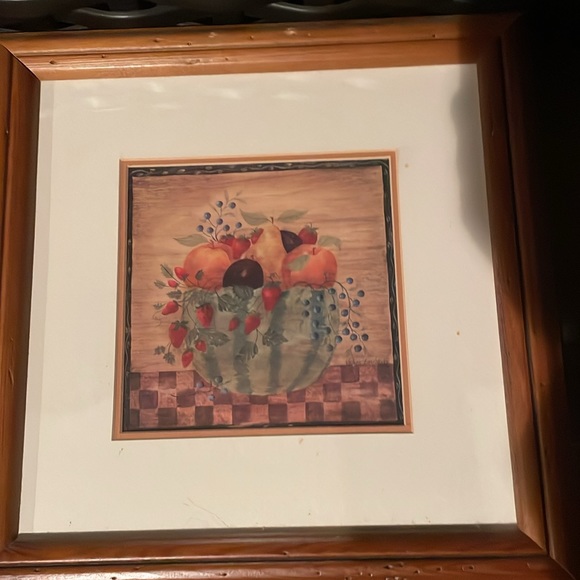 Set of 4 12x12 framed in genuine wood fruit/vegetable prints - Picture 3 of 5